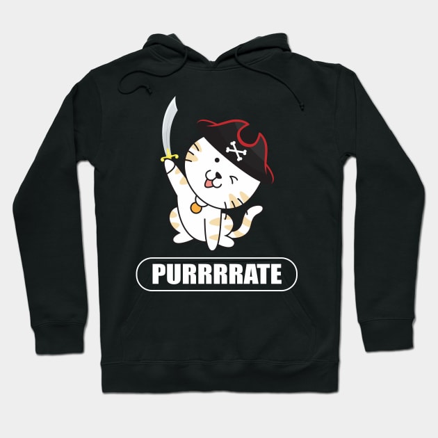 Purrrate Pirate Cat Jolly Roger Hoodie by FamiLane